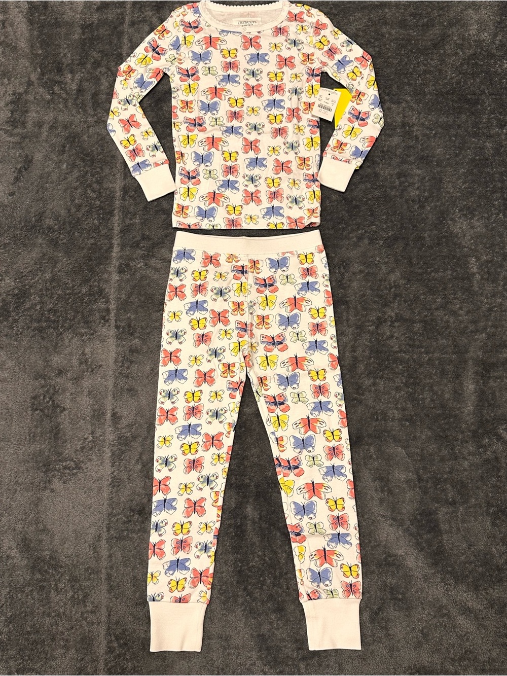 🆕 J. Crew White Butterfly Print Kids Cotton Pajama Set - Picture 2 of 10